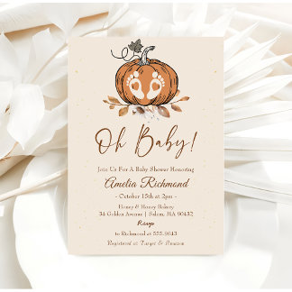 Oh Baby ! Fall Pumpkin Autumn Baby Shower Invitation
