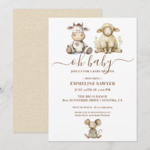 Oh Baby Farm Animals Baby Shower Invitation