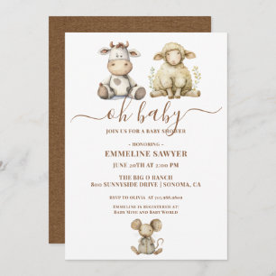 Oh Baby Farm Animals Baby Shower Invitation