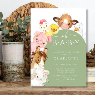 Oh Baby Farm Animals Baby Shower  Invitation