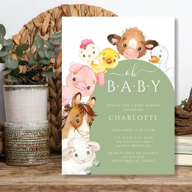 Oh Baby Farm Animals Baby Shower  Invitation (Creator Uploaded)