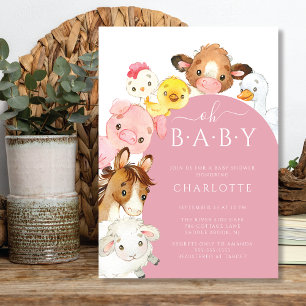 Oh Baby Farm Animals Baby Shower Invitation
