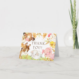 Oh Baby Farm Animals Baby Shower Thank You Card