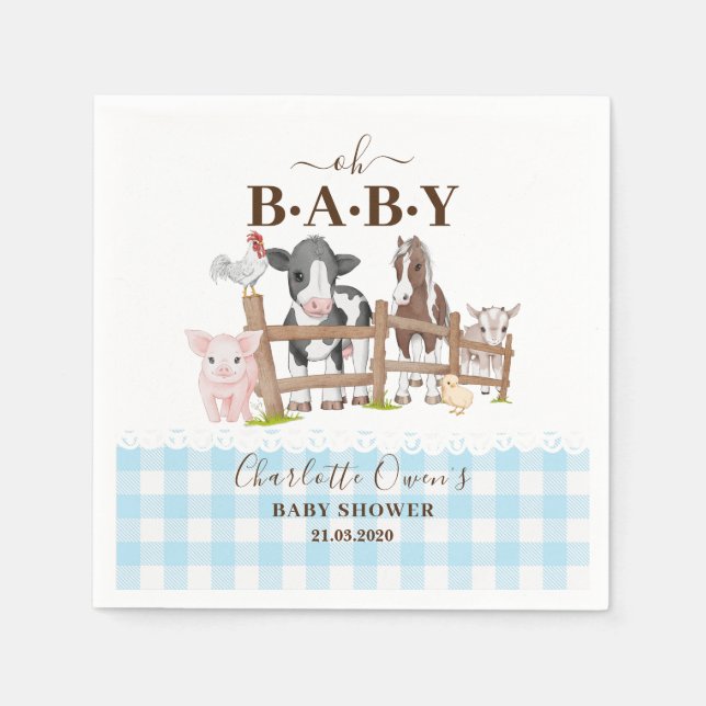 Oh Baby Farm Animals Barnyard Baby Shower Napkins (Front)