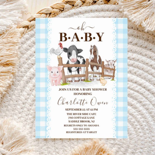  Oh Baby Farm Country Baby Shower Invitation Postcard (Creator Uploaded)