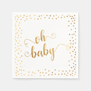 "Oh Baby" Faux Gold Foil Confetti Baby Shower Napkin