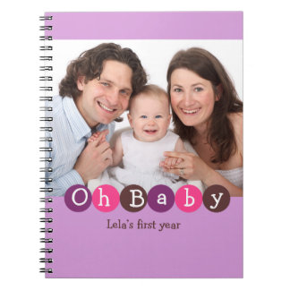Oh Baby first year family pink purple dot journal