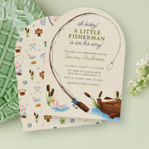 Oh Baby Fisherman Watercolor Boy Baby Shower Invitation