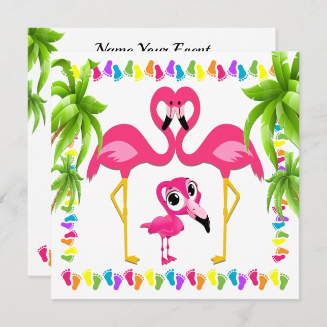 Oh Baby Flamingo Invitation (Front/Back)