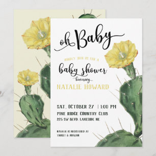 Oh Baby Floral Succulent Baby Shower Invitation