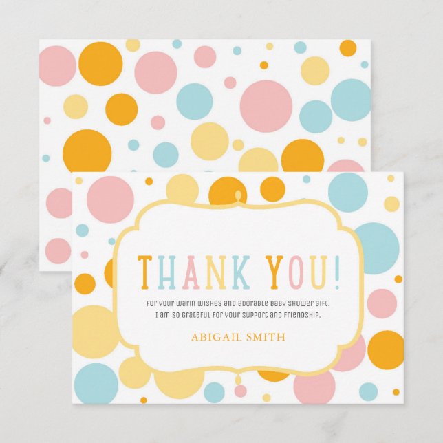 Oh Baby Fun Polka Dots Baby Shower Thank You Invitation (Front/Back)