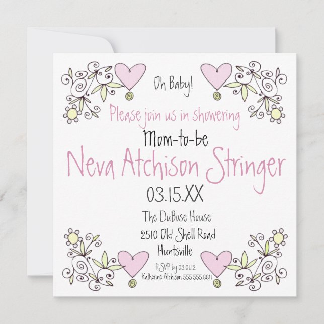 Oh Baby! Garden Shower Invitation (Front)