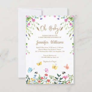 oh baby,gender neutral baby shower floral chic invitation
