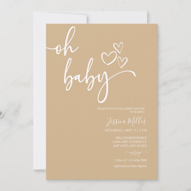 Oh Baby | Gender Neutral Baby Shower invitations (Front)