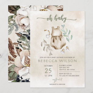 Oh Baby Gender Neutral Boho Baby Shower Invitation
