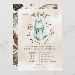 Oh Baby Gender Neutral Boho Baby Shower Invitation