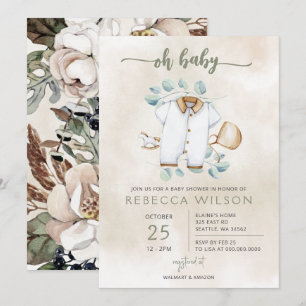 Oh Baby Gender Neutral Boho Baby Shower Invitation
