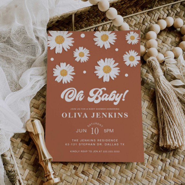 Oh Baby Gender Neutral Daisy Baby Shower Invitation (Creator Uploaded)