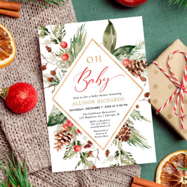 Oh Baby gender neutral rustic winter shower Invitation (Creator Uploaded)