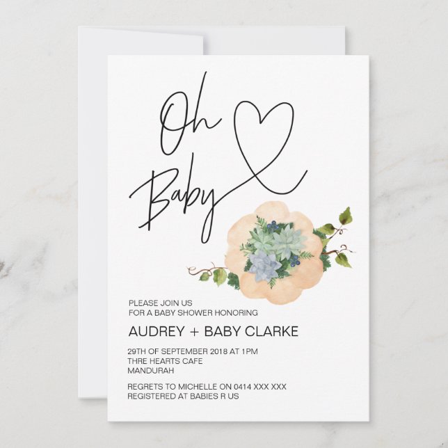 Oh Baby Gender Neutral Shower Thanksgiving Fall Invitation (Front)