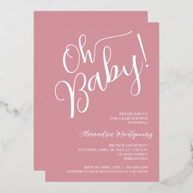 Oh Baby! Girl Baby Shower Pink Invitation (Front/Back)