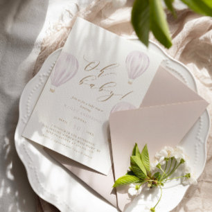 Oh Baby – Girl Hot Air Balloon Baby Shower Invitation