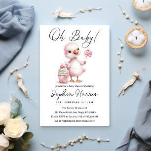Oh baby girl pink Baby Shower Invitation