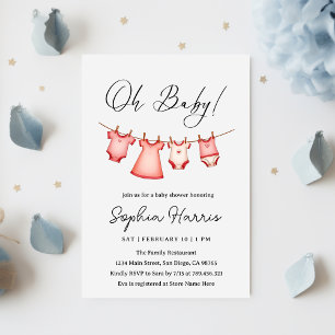 Oh baby girl pink Baby Shower Invitation