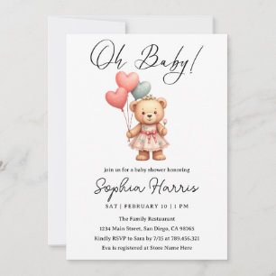 Oh baby girl pink Baby Shower Invitation