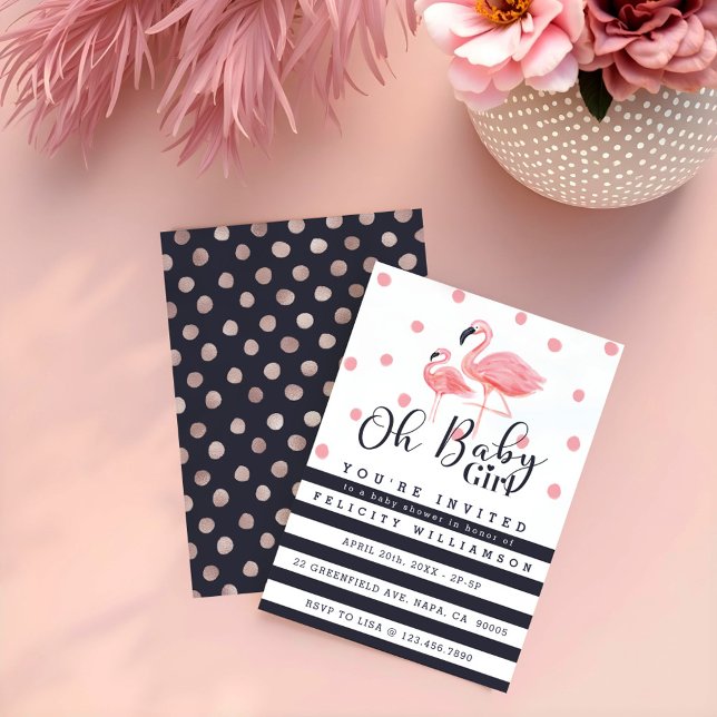 Oh Baby Girl Pink Flamingo Baby Shower Invitation (Oh Baby Girl Pink Flamingo Baby Shower Invitation)