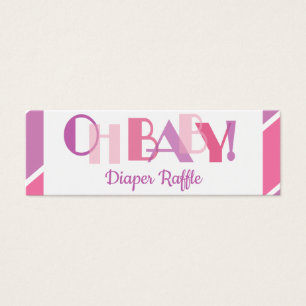 Oh Baby Girl Pink Modern Typography  Diaper Raffle