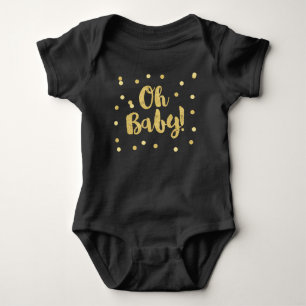 Oh Baby   Gold Faux Glitter Confetti Dots Bodysuit