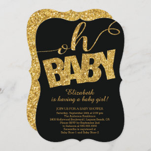 Oh Baby! Gold Glitter Baby Shower Invitation