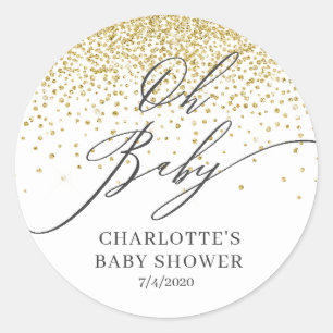 Oh Baby Gold Glitter Favour Sticker