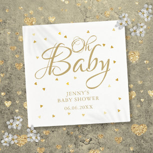 Oh Baby Gold Hearts Confetti Baby Shower Sprinkle Napkin