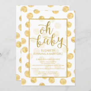 Oh Baby! Gold Polka Dots Baby Shower Invitation