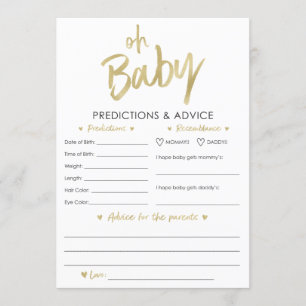 Oh Baby Gold Predictions and Advice Card