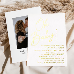 Oh Baby Gold Script Photo Baby Shower