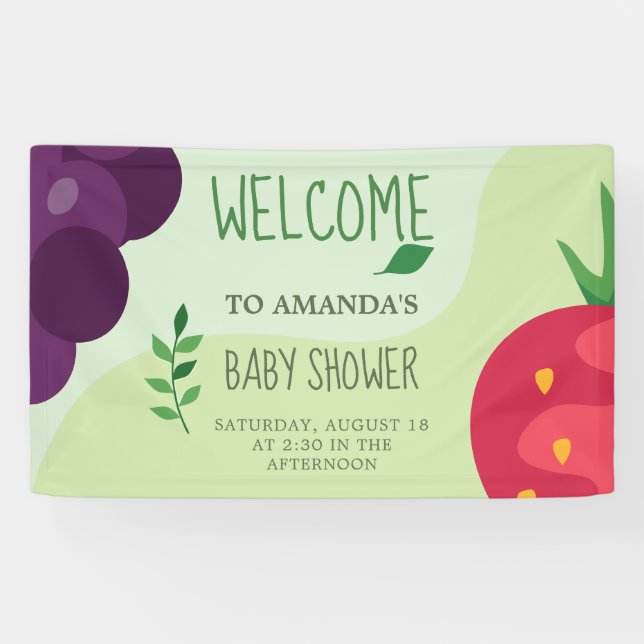Oh Baby Green Fruit Juice Baby Shower Banner (Horizontal)