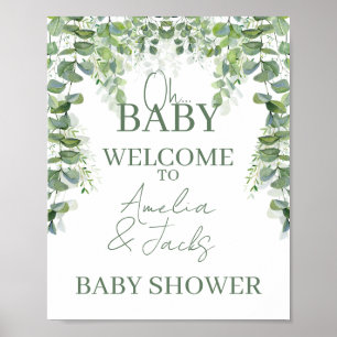 Oh Baby Greenery Baby Shower Welcome Sign