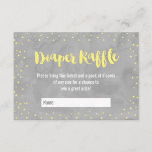 Oh Baby Grey and Yellow Baby Shower Diaper Raffle Enclosure Card