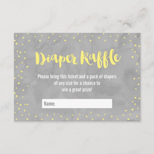 Oh Baby Grey and Yellow Baby Shower Diaper Raffle Enclosure Card (Front)
