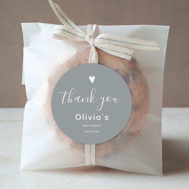 Oh Baby Grey Thank you Classic Round Sticker (Creator Uploaded)