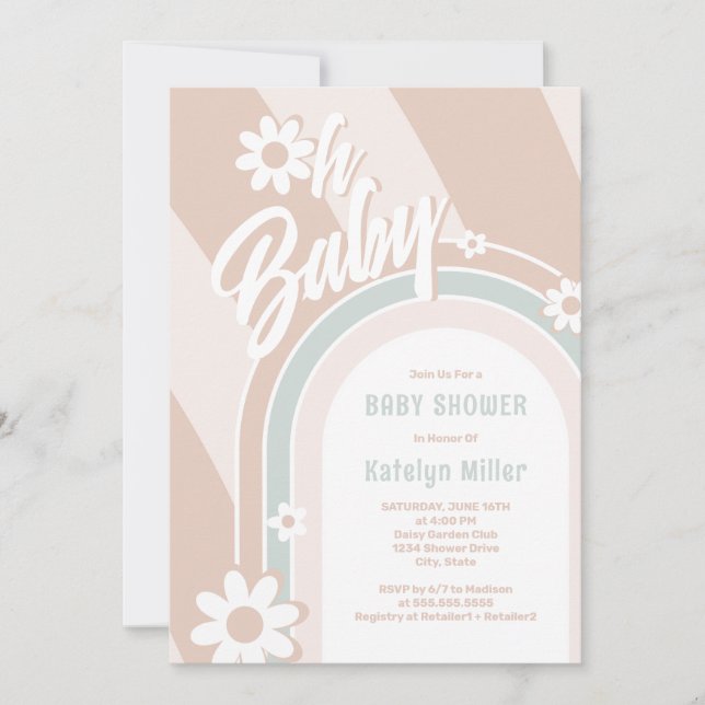 Oh Baby Groovy Daisy Shower Invitation (Front)