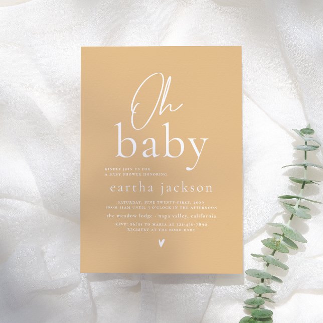 Oh Baby | Groovy Yellow Spring Floral Baby Shower Invitation (Creator Uploaded)