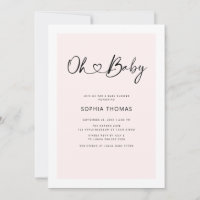 Oh Baby Heart Font Minimal Soft Pink Baby Shower