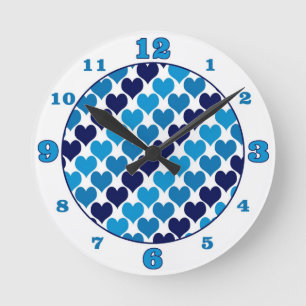 Oh Baby Hearts- Blue Round Clock