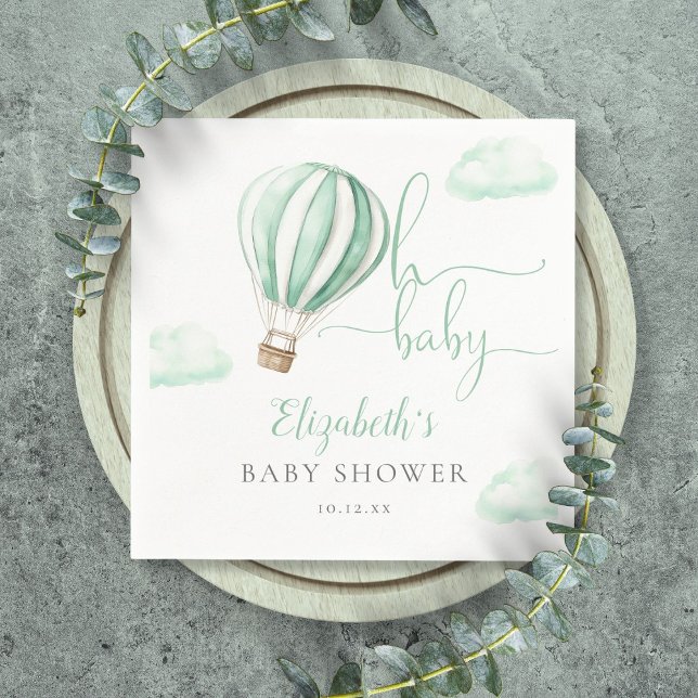 Oh Baby Hot Air Balloon Gender Neutral Baby Shower Napkin (Oh Baby Hot Air Balloon Gender Neutral Baby Shower Napkins)
