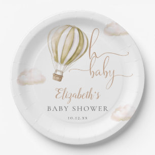 Oh Baby Hot Air Balloon Gender Neutral Baby Shower Paper Plate