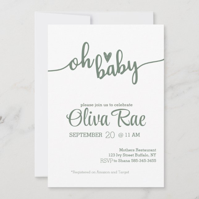 Oh Baby Invite (Front)